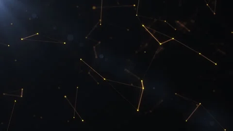 Abstract plexus background of golden lines and dots connection in the space. Stock Footage 307871553