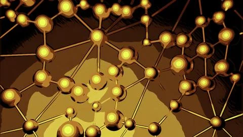 Abstract plexus background with metal spheres and lines trembling. Design. Up Illustrazione stock