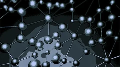 Abstract plexus background with metal spheres and lines trembling. Design. Up Stock Illustration
