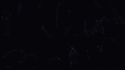 Abstract plexus blue and purple lines triangle shapes dots motion on black .. 스톡 동영상 341679418