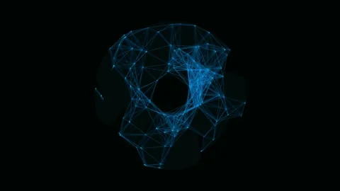 Abstract plexus blue sphere rotating on black background for digital techno.. Stock Footage 342279065