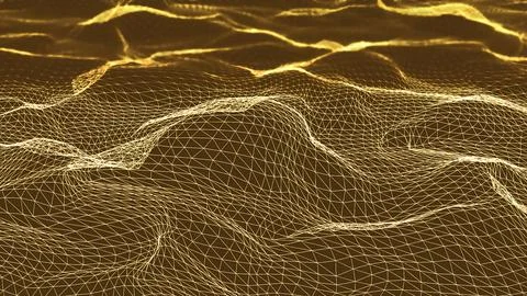 Abstract plexus fantasy background, wavy horizontal surface. Animation.Concept Stock Illustration