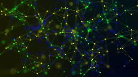 Abstract plexus geometric background with color lines and dots Stock Footage 67549976