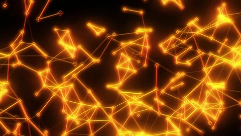 Abstract plexus of golden lines and dots, 3d animation Stock Footage 276617035