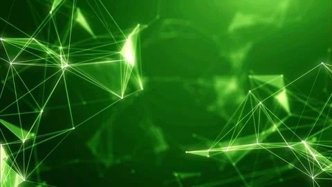 Abstract plexus green background network concept with moving lines and dots Stock Footage 327593376