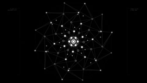 Abstract plexus network animation of connected nodes and lines on black bac.. Vídeo Stock 344651747