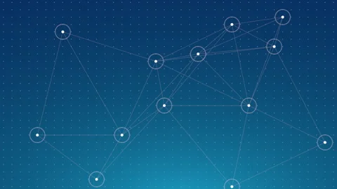 Abstract Plexus Network Animation of Connected Digital Nodes on Blue Background Video stock 347180692