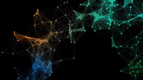 Abstract plexus network animation with glowing particles on a dark background Stock Footage 319659444