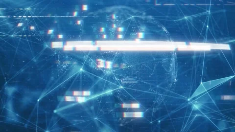 Abstract Plexus Network, Digital Data Transfer, Glitch System Connections Stock Footage 299690853