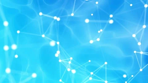 Abstract Plexus Network Floating Over Blue Liquid Background Stock-Footage 336119395