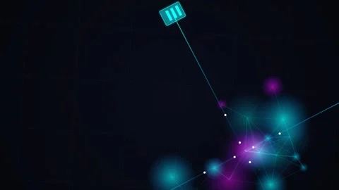Abstract Plexus Network With Glowing Nodes And Data Block Icons 库存影片 340748234