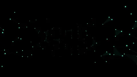 Abstract plexus network nodes connecting dots with lines on dark black digi.. Video stock 342549719