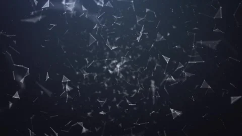 Abstract plexus network of triangles and dots moving dynamically on a dark .. Stock Footage 337817664