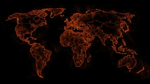 Abstract plexus network world map in brown Stock Footage 319840353