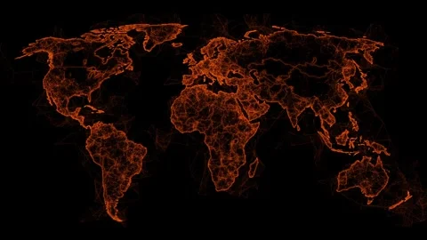 Abstract plexus network world map in brown Stock Footage 319998643