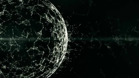 Abstract plexus Sphere, geometric background with moving lines, dots and Stock Illustration