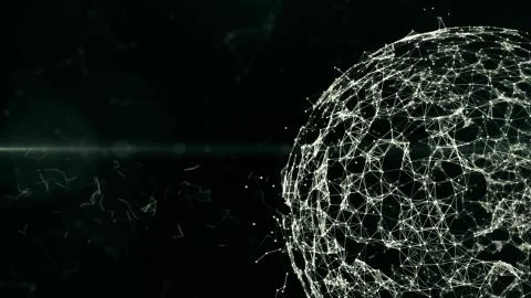 Abstract plexus Sphere, geometric background with moving lines, dots and Stock Illustration