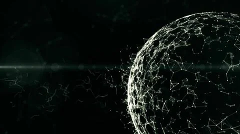 Abstract plexus Sphere, geometric background with moving lines, dots and Stock Illustration
