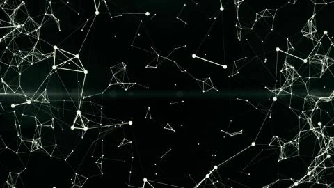 Abstract plexus Sphere, geometric background with moving lines, dots and Stock Photos
