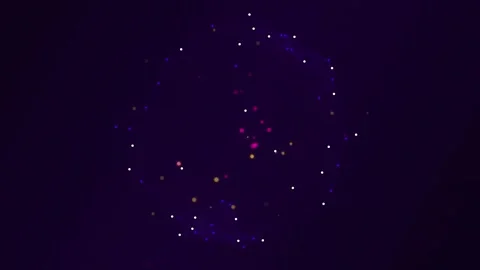 Abstract Plexus Sphere with Glowing Dots on Dark Purple Background Motion Video Vídeos de archivo 344232925