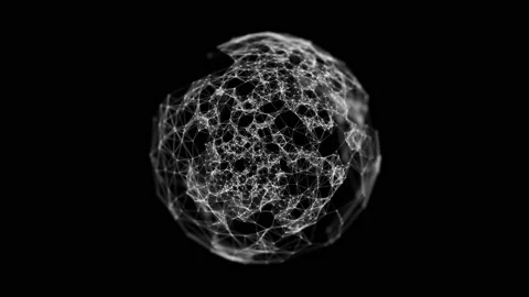 Abstract plexus sphere made of white dots and lines on a black background. Stock Footage 233464151