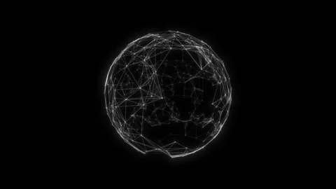 Abstract plexus sphere made of white dots and lines on a black background. Stock Footage 237633484
