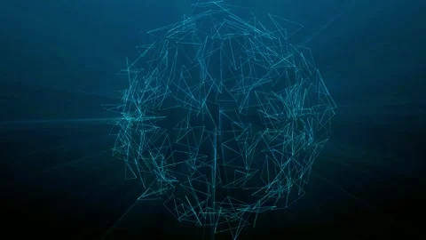 Abstract plexus sphere rotating in dark blue digital technology space Stock-Footage 342905163