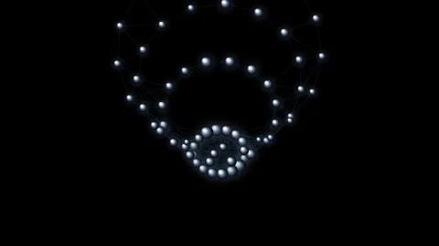 Abstract plexus spheres connecting and rotating in digital space with dark .. Stockbeeldmateriaal 345003806
