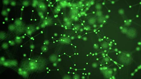 Abstract plexus technology background with glowing green connecting lines a.. Stock Illustration