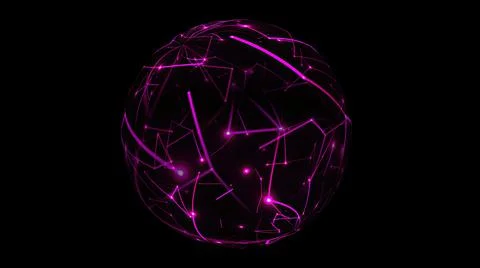 Abstract Plexus Technology Science on rotating sphere concept イラスト素材