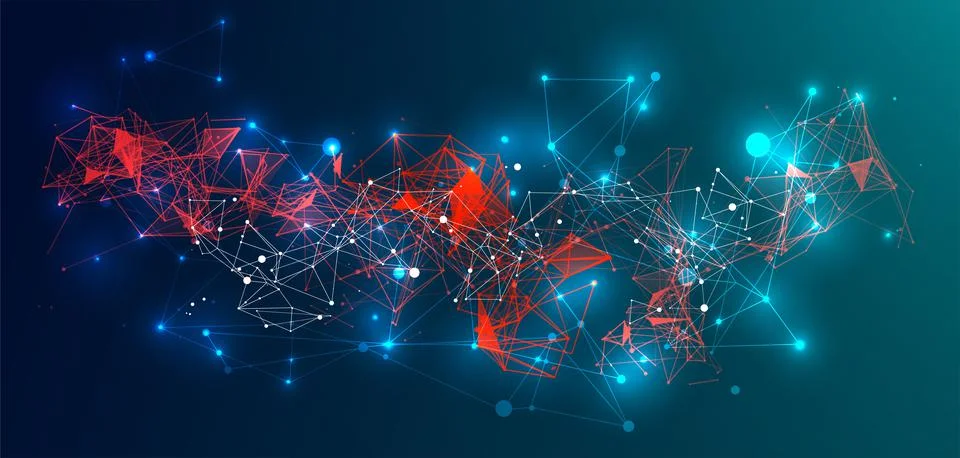 Abstract plexus vector background. Glowing particles dynamic flow. 스톡 일러스트