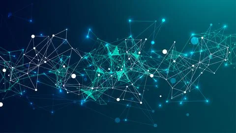 Abstract plexus vector background. Glowing particles dynamic flow. 스톡 일러스트