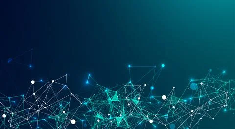 Abstract plexus vector background. Glowing particles dynamic flow. Stock Illustration