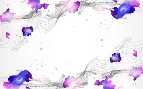 Abstract plexus vector background. Glowing particles dynamic flow. Stock Illustration