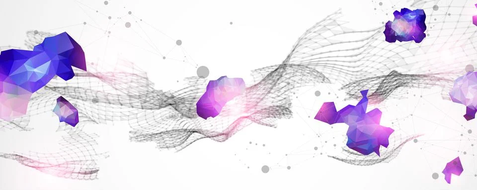 Abstract plexus vector background. Glowing particles dynamic flow. イラスト素材