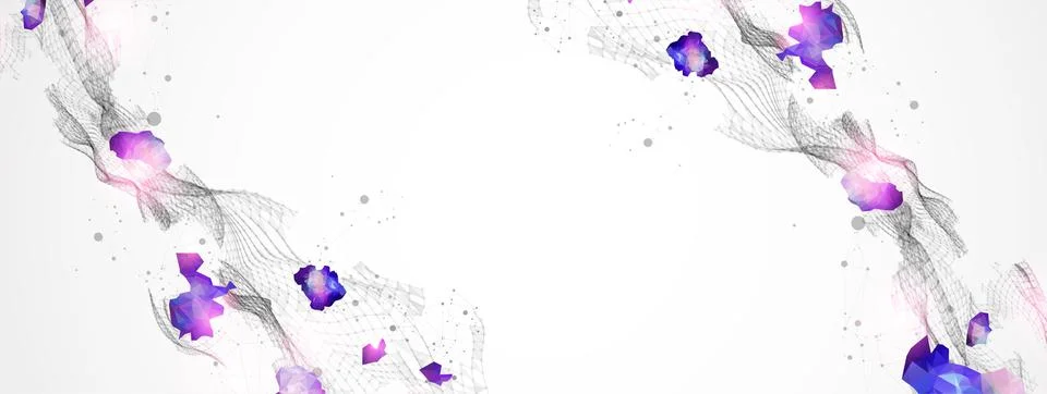 Abstract plexus vector background. Glowing particles dynamic flow. 库存插图