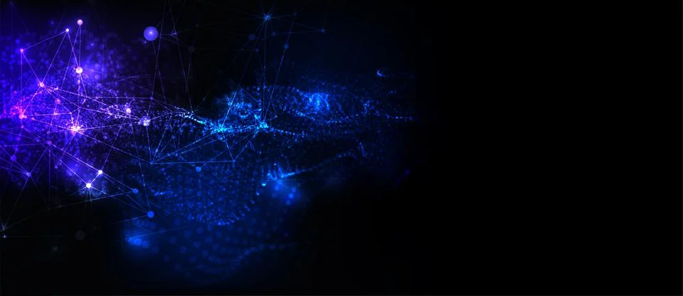 Abstract plexus vector background. Glowing particles dynamic flow. 库存插图