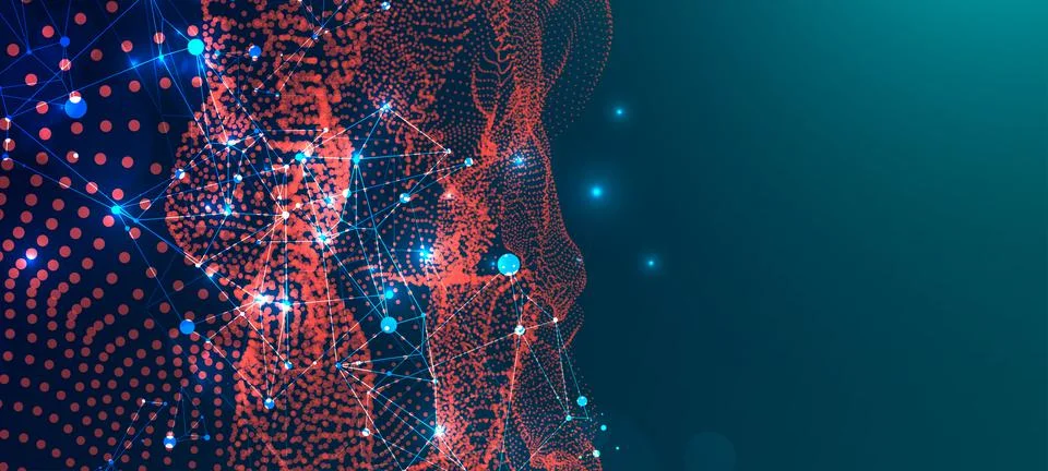 Abstract plexus vector background. Glowing particles dynamic flow. Stock Illustration