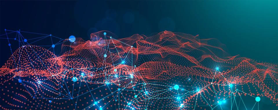 Abstract plexus vector background. Glowing particles dynamic flow. Stock Illustration