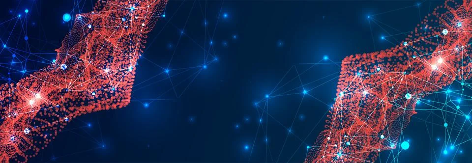Abstract plexus vector background. Glowing particles dynamic flow. 库存插图