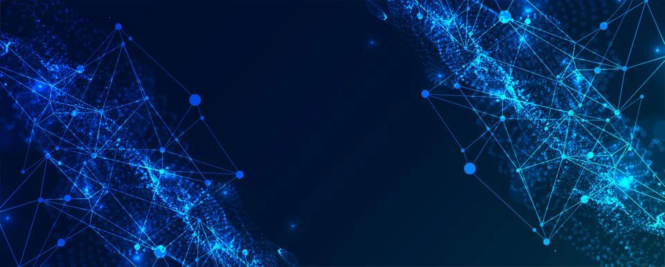 Abstract plexus vector background. Glowing particles dynamic flow. Stock Illustration