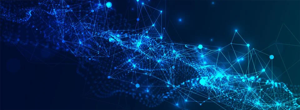 Abstract plexus vector background. Glowing particles dynamic flow. Stock Illustration