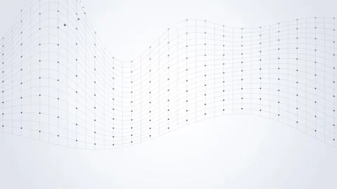 Abstract plexus wave mesh background with moving grid and dots on clean whi.. Video stock 346453406