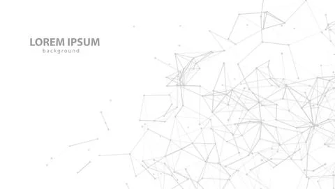 Abstract plexus white background with grey connected lines and dots. Vector Stock Illustration