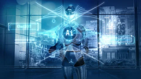 An abstract plot about the work of a chatbot. 3D render Stock Footage 255157088