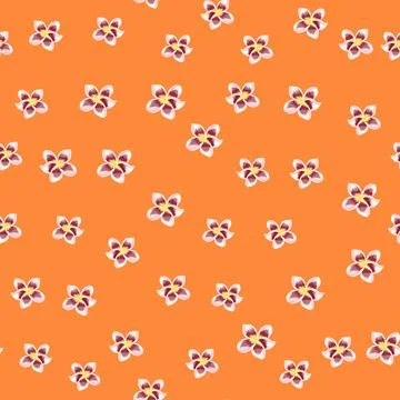 Abstract plumeria flower seamless pattern on bright background. Tropical flow Ilustração Stock
