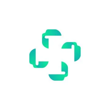 Abstract plus cycle logo twisted green vector design Stock Illustration