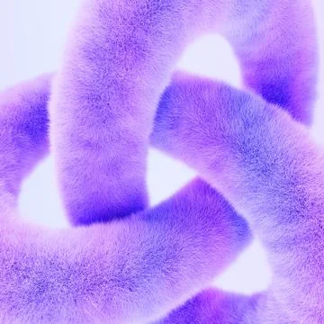 Abstract plush macro 3d background. Fur fluffy geometric shape with hairy Stock Illustration