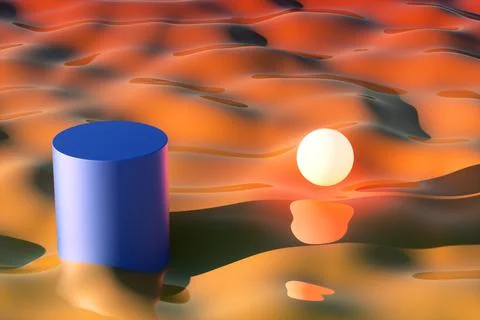 Abstract podium in gradient desert. 3d rendering illustration. Stock Illustration