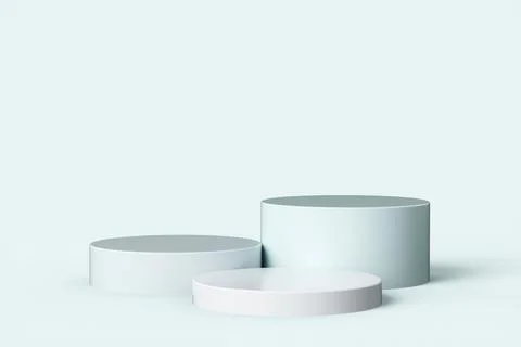 Abstract podium on a light blue background. 3d render illustration. Stock Illustration